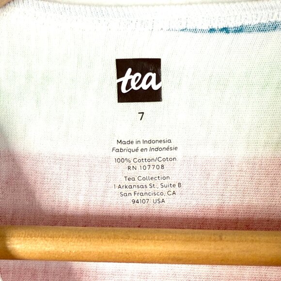 Tea Collection Striped Long Sleeve Hi Low Dress Girls Small 7 Multicolor - Picture 2 of 8